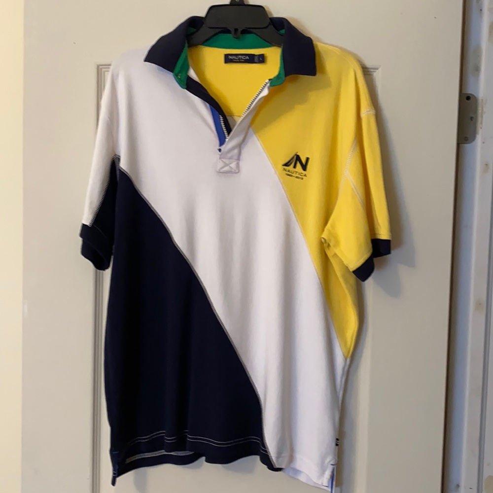 Nautica men’s polo top block colors size large
